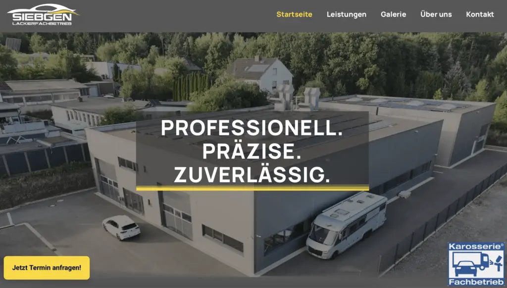 Webdesign von Projekt bei Lackierfachbetrieb Siebgen.